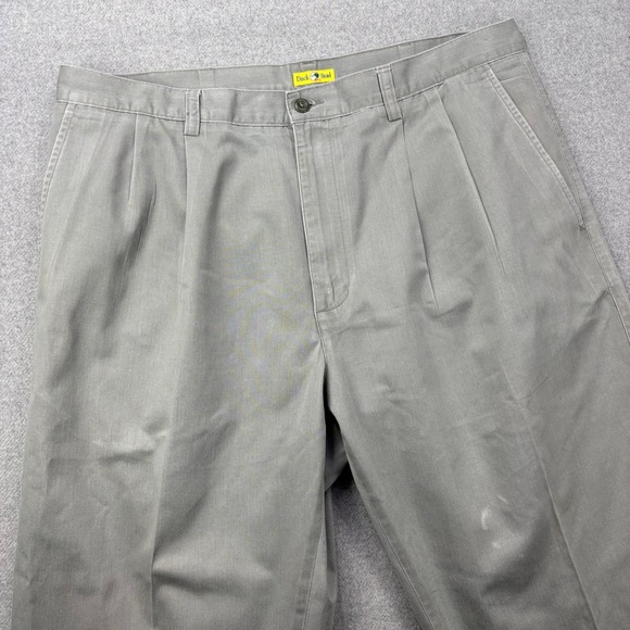 Duck Head Other - Vintage 90s Duck Head Chino Pants Mens 36x30 Dark Khaki Pleated Cuffed *FLAW